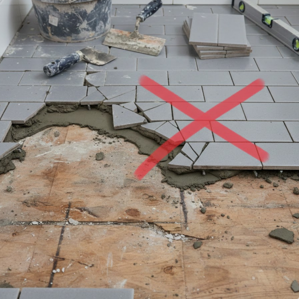 Insufficient Subfloor Preparation_tile installation
